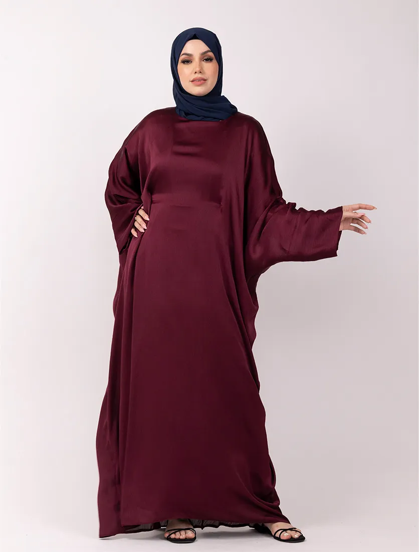 Plum Chiffon Satin Batwing 